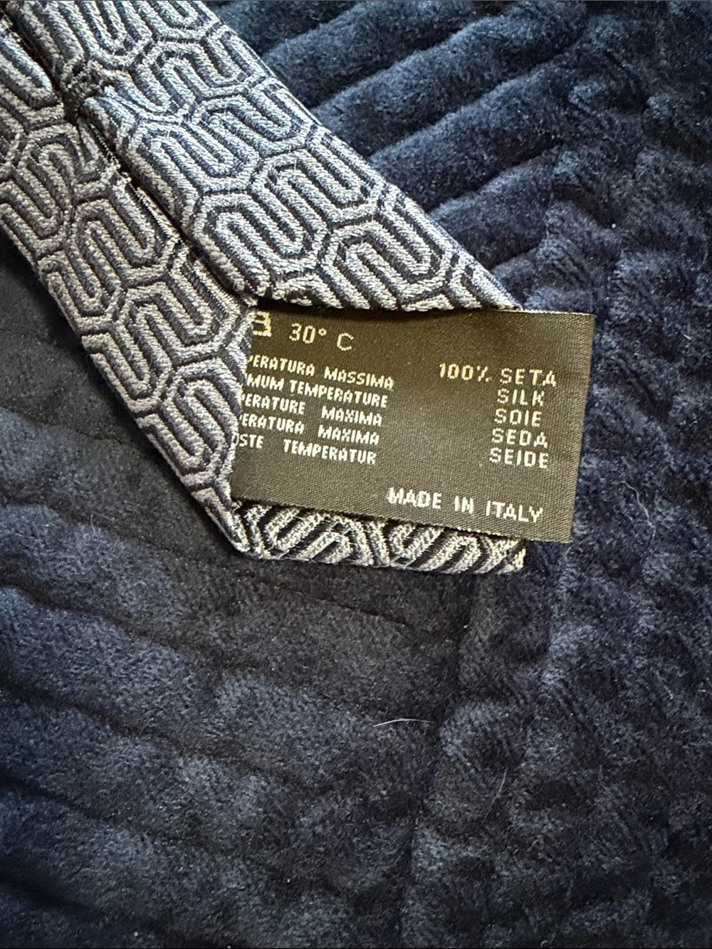 Versace blue and silver Patterned Silk Tie